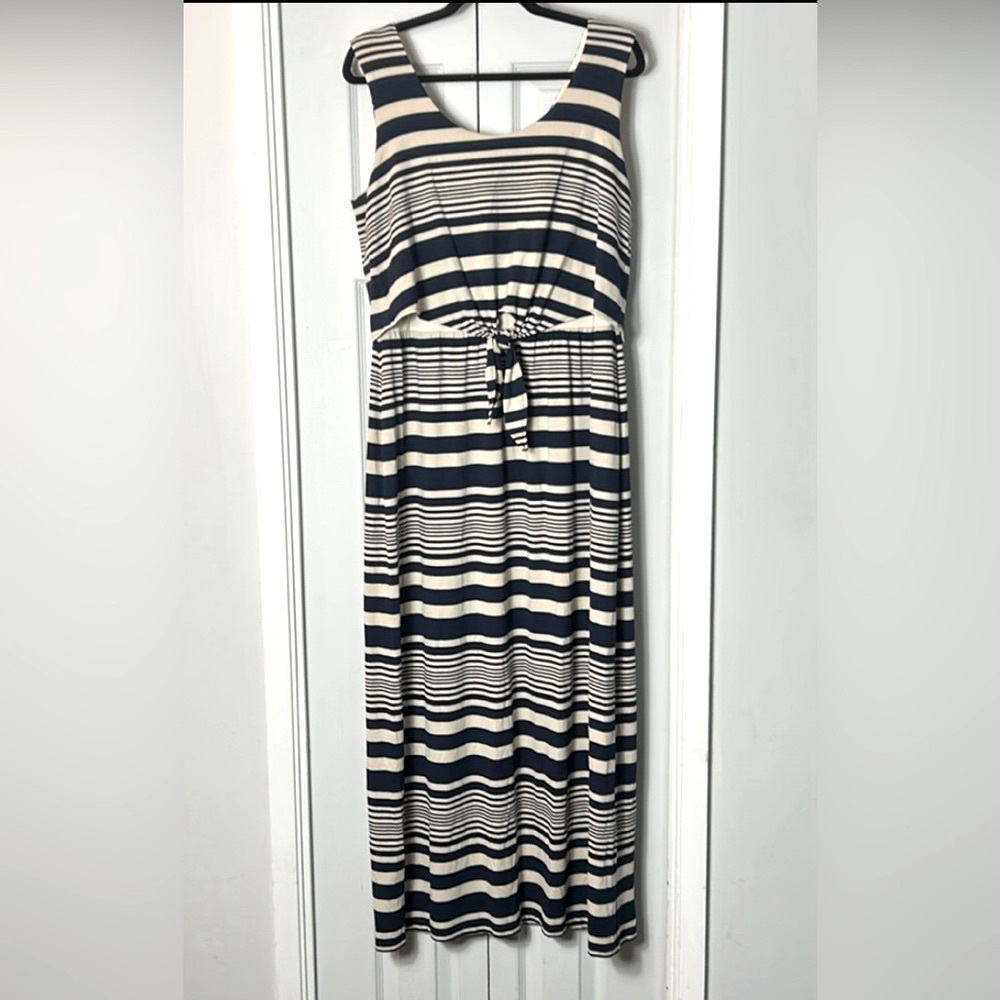 🐝 ROBBIE BEE 🐝 Blue and Tan  Sleeveless Sundress Maxi